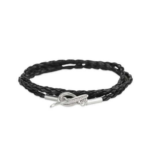 Leather and silver bracelet by Mounir